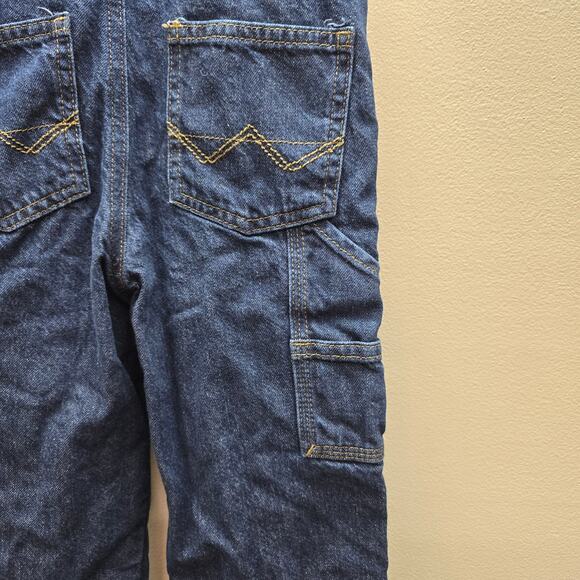 Wrangler Denim Flannel Lined Overalls Pockets Sleeveless Dark Wash Blue Size 4T - Picture 5 of 9